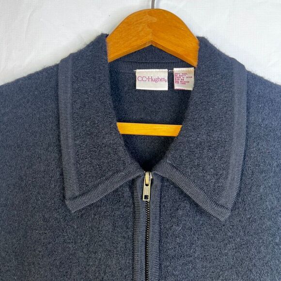 CC Hughes Vintage 100% Wool Black Vest Full Zip Basic Layering Quality Sz Medium - Picture 5 of 7